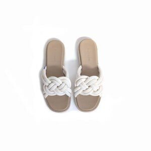 ROTHY'S The Summer Sandal White Sand Knotted Slide Sandals Womens Size 9.5